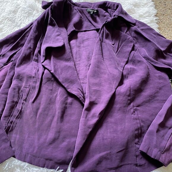 Torrid Open Drape Front Purple Cardigan Jacket Women’s Plus Size 1X - Picture 4 of 13